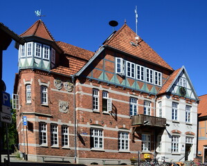 Fototapeta premium Historical Market Square in the Town Hitzacker at the River Elbe, Lower Saxony