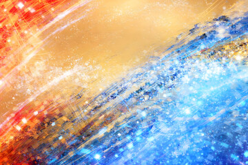 煌めく光と色彩の抽象アート背景（ゴールド・レッド・ブルー）