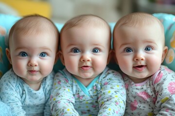 babies with santa hats on bright background