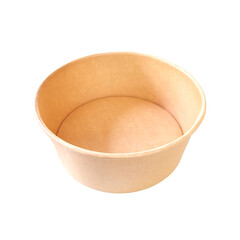 empty delivery brown Kraft Paper bowl on white background.