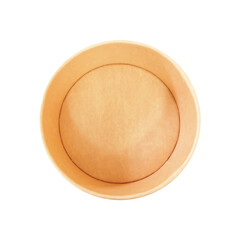 empty delivery brown Kraft Paper bowl on white background.