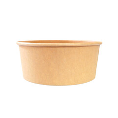 empty delivery brown Kraft Paper bowl on white background.
