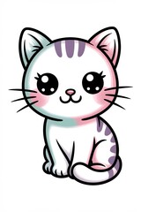 Obraz premium Pastel Kawaii Cat Character