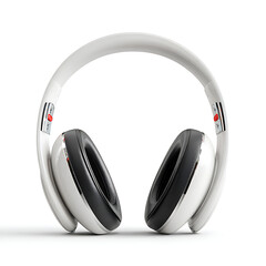 A pair of modern white over ear headphones on a clean white background
