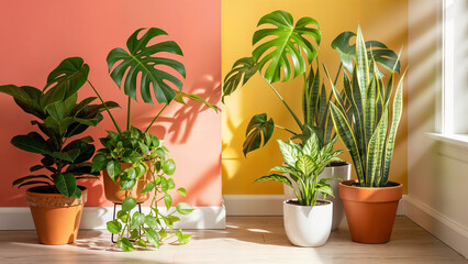 plant near the colorful wall