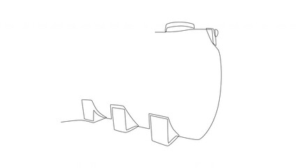 Animated Biotech septic tank. Biotech concept one-line drawing