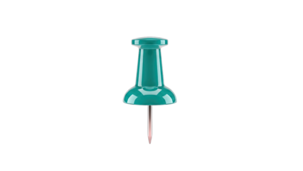Green Push Pin Isolated on White Background