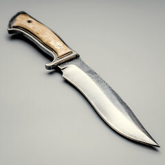 Custom fixed blade hunting knife with light colored handle