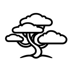 Minimalist bonsai zen tree vector icon