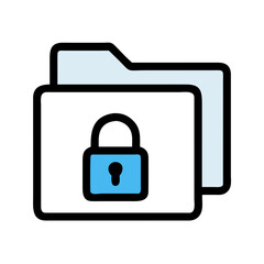 Secure Folder Icon: Data Protection and Privacy, Flat Style with Light Blue