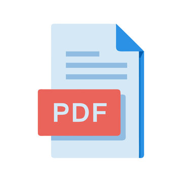 Vector illustration of a PDF file format icon on a document paper