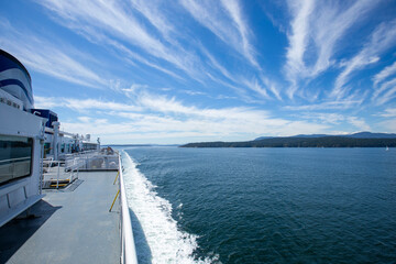 Ferry Deck View on the Magdalen Islands With Cirrus Clouds