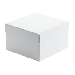 Naklejka premium An open blank white cardboard box and a closed square carton package isolated on a gray background for 3d merchandise packaging design