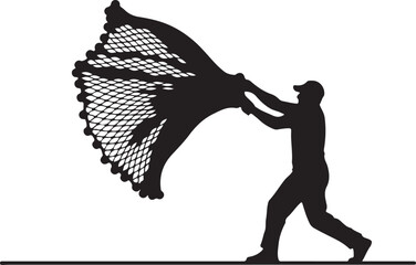 Fisherman Casting Net Silhouette