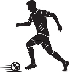 Football Player Dribbling Ball Silhouette