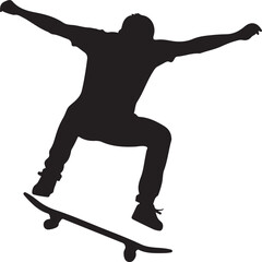 Skateboarder Grinding Rail Silhouette