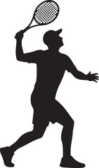 Tennis Player Serving Silhouette