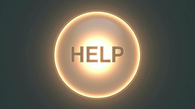 Animated Light Circles with the Word HELP in a Sequential Pattern for Emergency Assistance Or