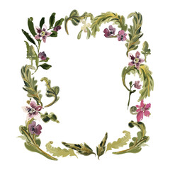 Leaf frame, watercolor painting.
