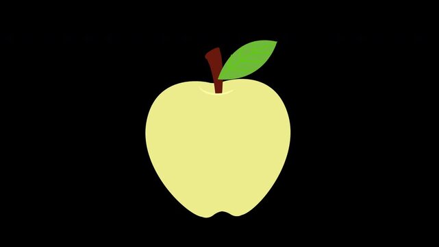 An apple icon with a green leaf on top , symbolizing freshness concept animation with alpha channel