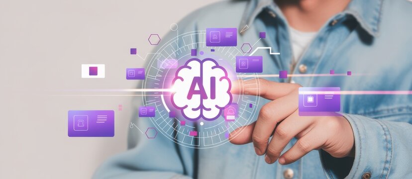 AI Interaction: A person engages with an AI interface, symbolizing the dynamic intersection of human intellect and artificial intelligence. - Powered by Adobe