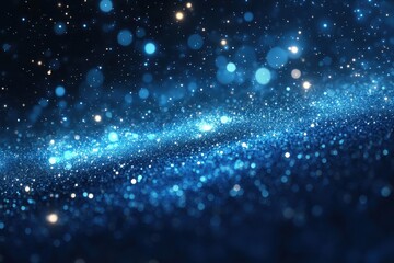 An abstract starry blue night sky design with glowing particles