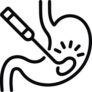 Gastroscopy medical procedure minimal line illustration