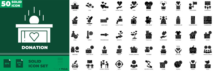 Donation Solid Editable Icons set