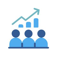 Fototapeta premium Team performance growth with upward trending graph on black background, business illustration