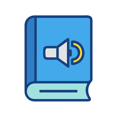 Fototapeta premium Audiobook icon vector illustration. Audio book concept, library, sound, and education.