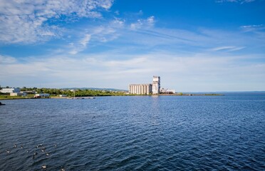 A View of a Large Grain Elevator on the Magdalen Islands, Quebec, Canada