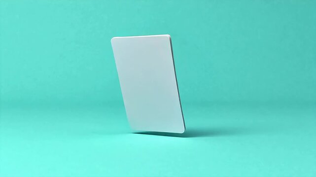White card on teal background