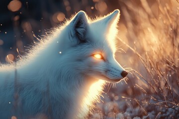 Magical glowing white fox