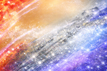 煌めく光と色彩の抽象アート背景（ゴールド・レッド・シルバー・ブルー）