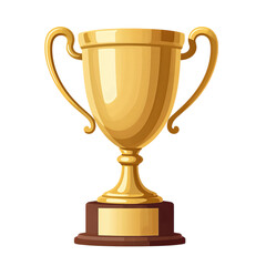 Golden trophy with handles on a wooden base.