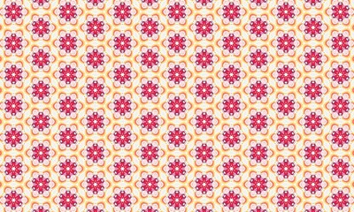 Vibrant Floral Pattern with Pink and Orange Flowers on Cream Background