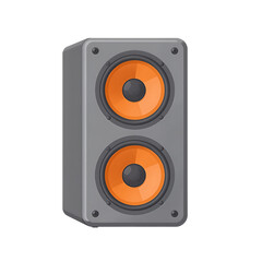 Fototapeta premium Gray speaker with two orange speakers isolated