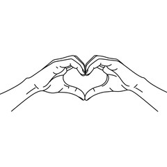Fototapeta premium Hands Forming Heart Shape - Black and White Illustration Symbolizing Love, Care, and Affection