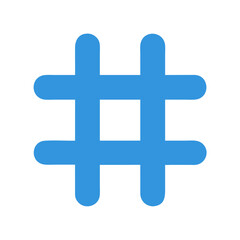 Fototapeta premium Minimalist blue hashtag symbol on black background, social media or technology theme