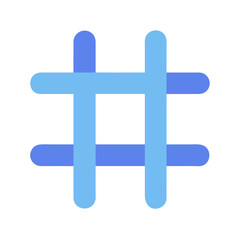 Obraz premium Simple light blue hashtag symbol on black background for social media concept