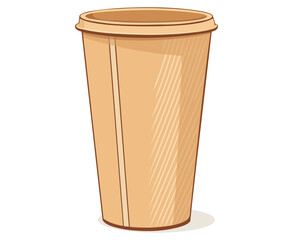 Simple illustration of a disposable cardboard coffee cup with a lid