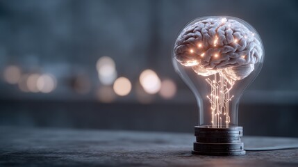 Brain lightbulb idea