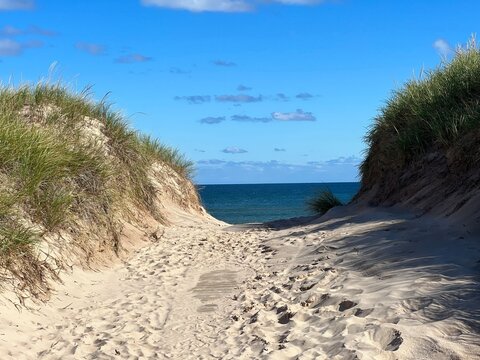 Sandy Path on the Magdalen Islands, Quebec, Canada on a Sunny Day