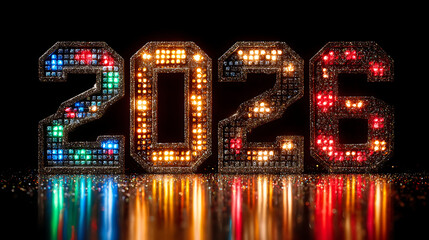 Glowing sign of new year on white background 