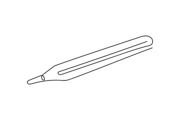 A single, continuous line depicts a thermometer. Single line art design Editable stroke.