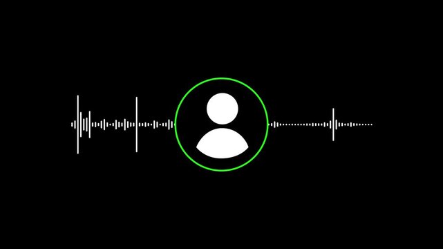 Virtual Human Interview Voice Recording Interface with Podcast Microphone and Sound Wave Animation.