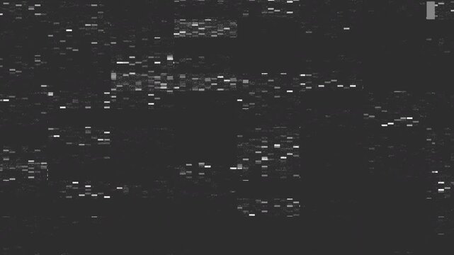 Unique abstract digital animation featuring pixel noise glitch patterns and distortion effect artifacts, perfect for tech visuals, data error themes, and motion graphics