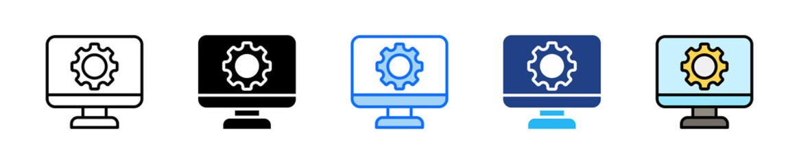 Monitor Settings Icon Set Multiple Style Collection
