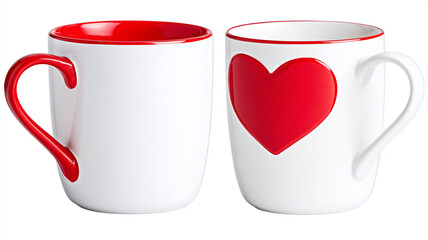 a heart-shaped cup and cups with a heart pattern on a white background.