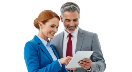 Business people talking on the phone isolated on transparent background